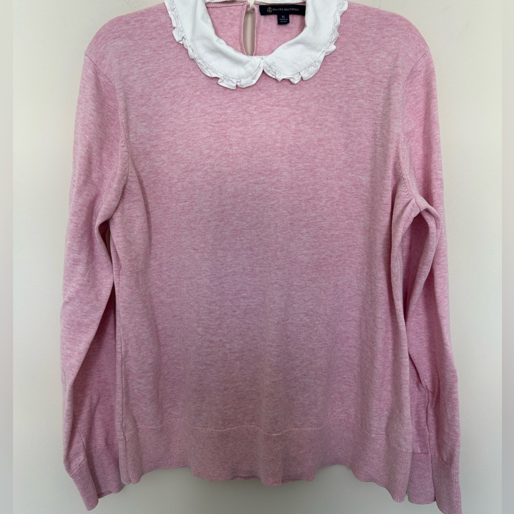 Brooks Brothers‎ 100% Cotton Pink Sweater with Removable White Collar Size XL